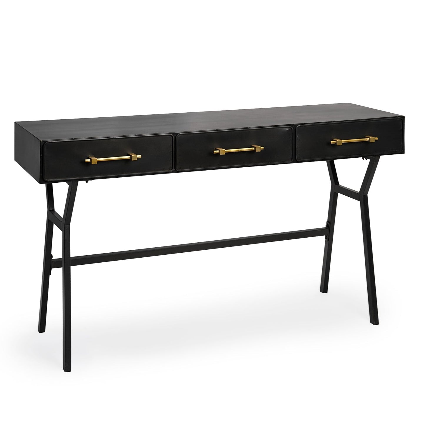 Vince Three Drawers Metal Office Desk-Home Office Desks-Mercana-LOOMLAN