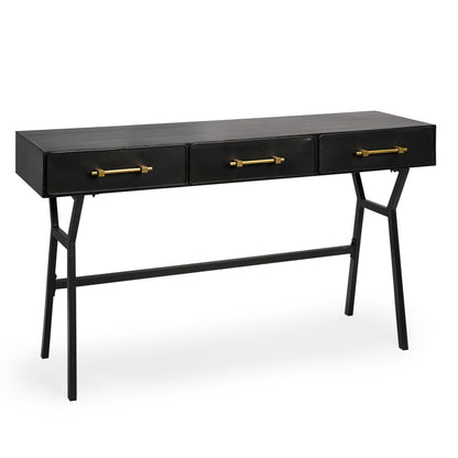 Vince Three Drawers Metal Office Desk-Home Office Desks-Mercana-LOOMLAN