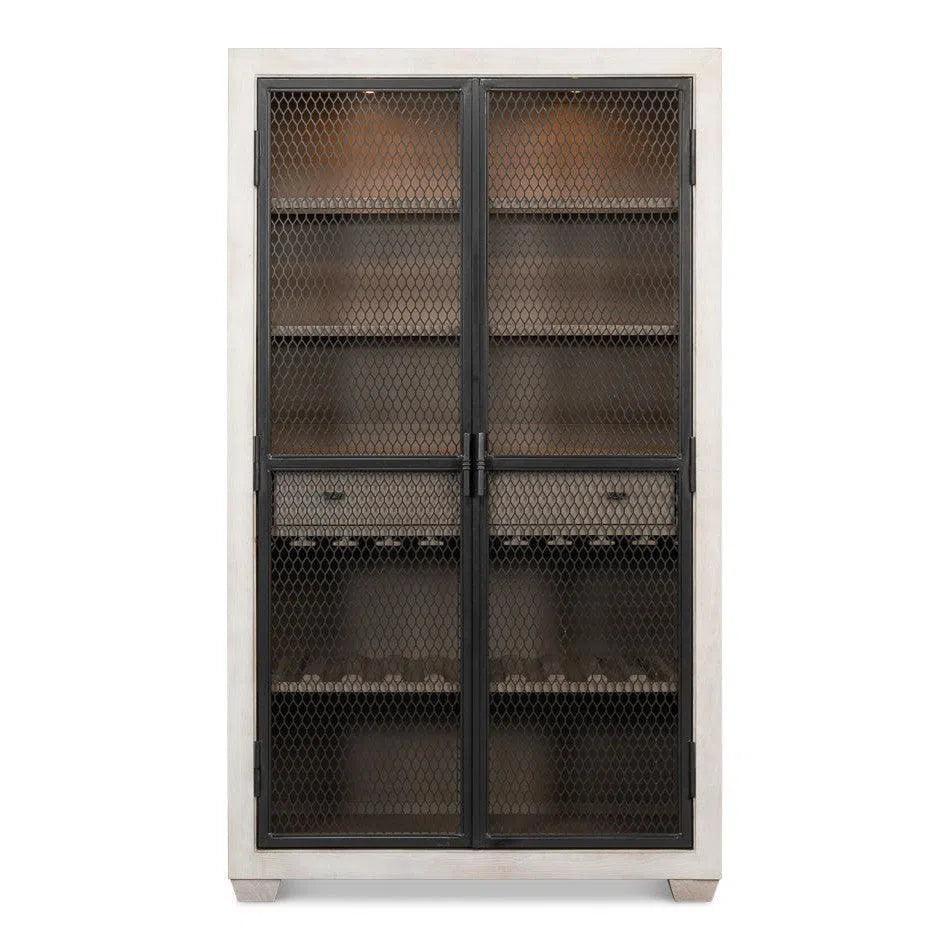 Vineyards Home Bar Cabinet Lights, Metal Doors-Home Bar Cabinets-Sarreid-LOOMLAN