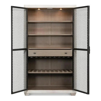 Vineyards Home Bar Cabinet Lights, Metal Doors-Home Bar Cabinets-Sarreid-LOOMLAN