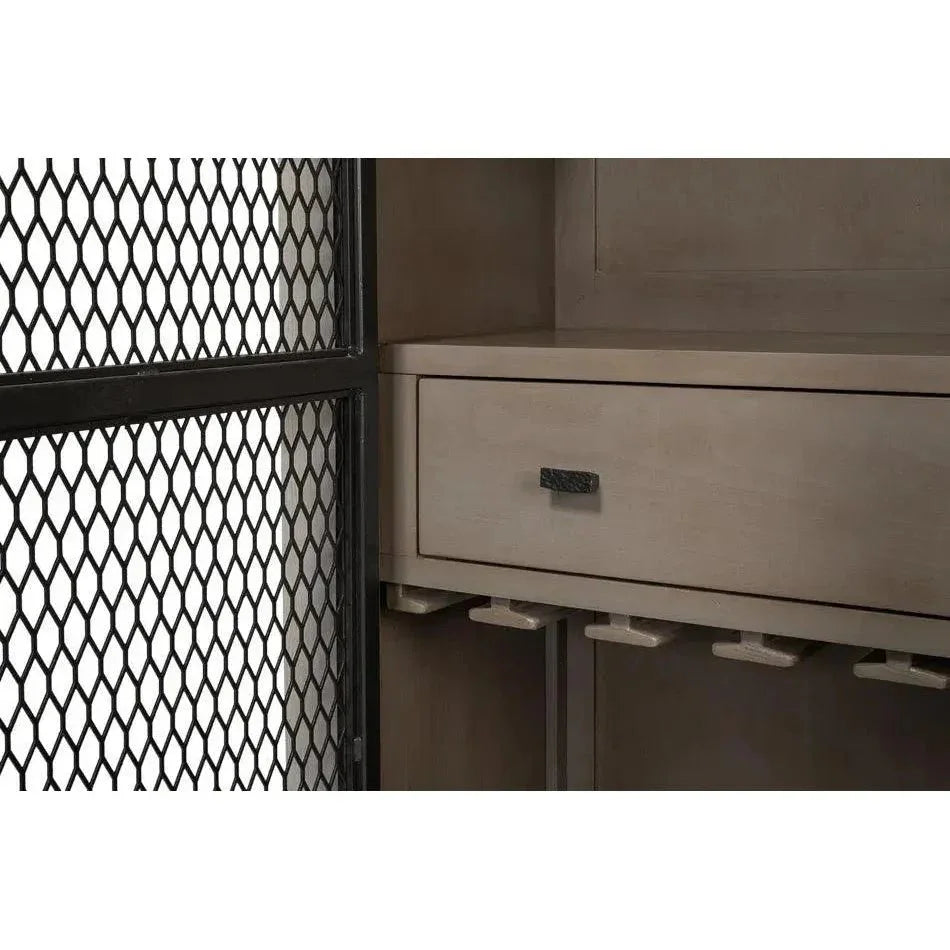 Vineyards Home Bar Cabinet Lights, Metal Doors-Home Bar Cabinets-Sarreid-LOOMLAN