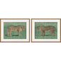 Vintage Cats Wood Green Framed Wall Art 2PC