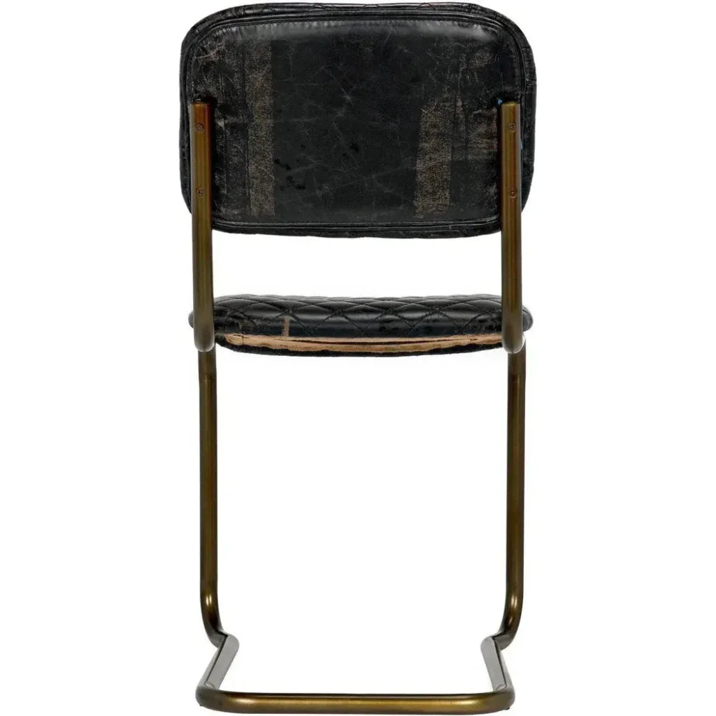 Vintage Leather Armless Dining Chair - LOOMLAN - Noir - Dining Chairs