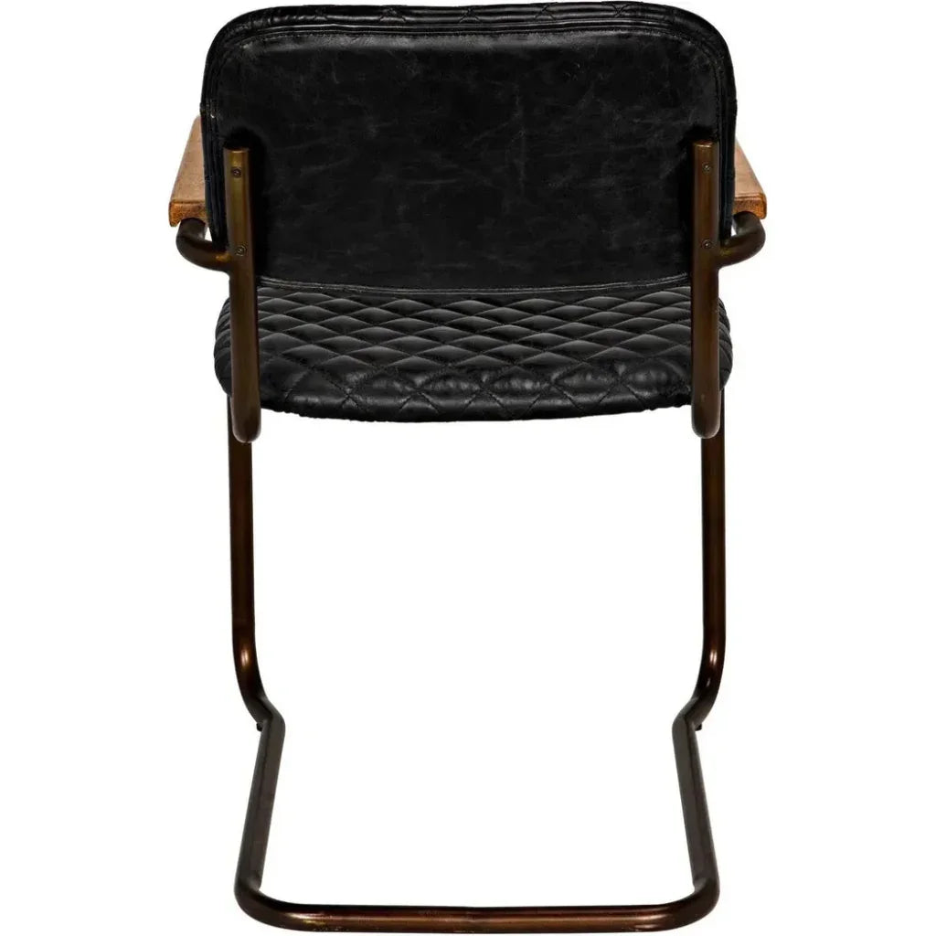 Vintage Leather Armless Dining Chair - LOOMLAN - Noir - Dining Chairs