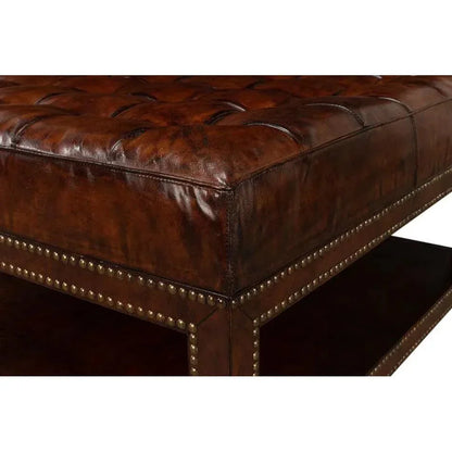 Vintage Tufted Ottoman - LOOMLAN - Sarreid - Ottomans