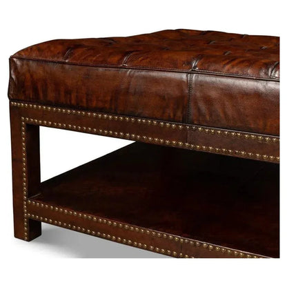 Vintage Tufted Ottoman - LOOMLAN - Sarreid - Ottomans