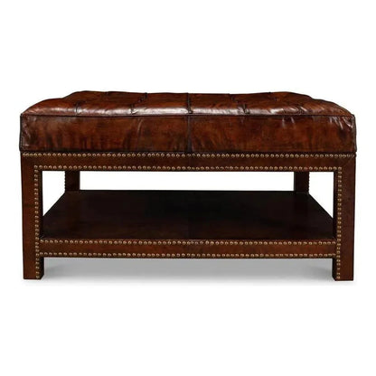 Vintage Tufted Ottoman - LOOMLAN - Sarreid - Ottomans