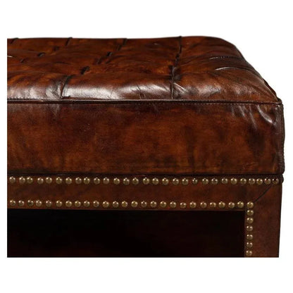 Vintage Tufted Ottoman - LOOMLAN - Sarreid - Ottomans