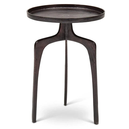 Vinya Reclaimed Aluminum Round End Table - LOOMLAN - Urbia - Side Tables