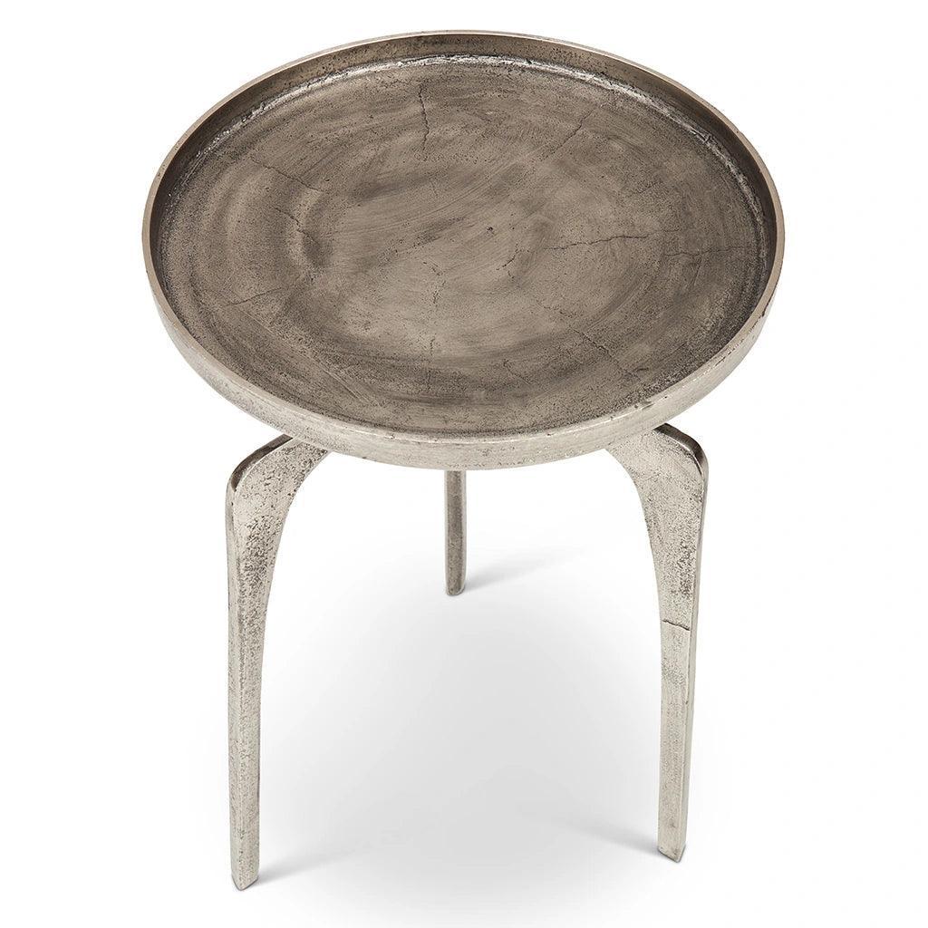 Vinya Reclaimed Aluminum Round End Table - LOOMLAN - Urbia - Side Tables