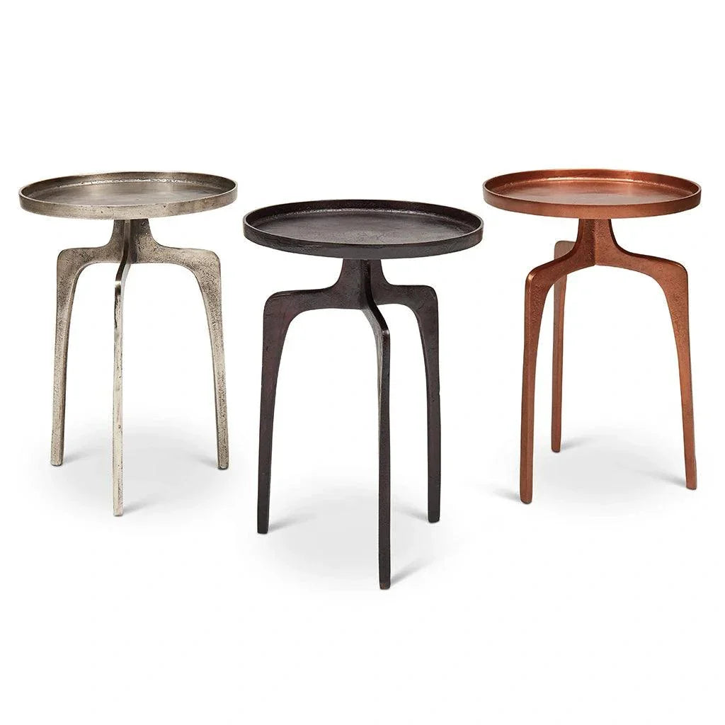 Vinya Reclaimed Aluminum Round End Table - LOOMLAN - Urbia - Side Tables