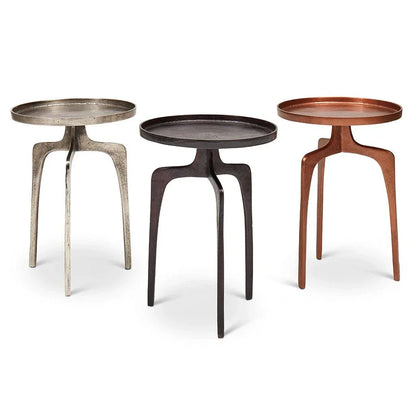 Vinya Reclaimed Aluminum Round End Table - LOOMLAN - Urbia - Side Tables
