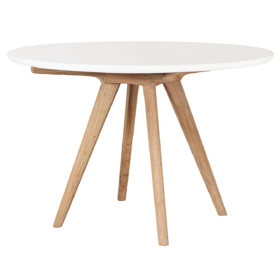Viola White Teak & Concrete Outdoor Dining Table-Outdoor Dining Tables-Seasonal Living-LOOMLAN