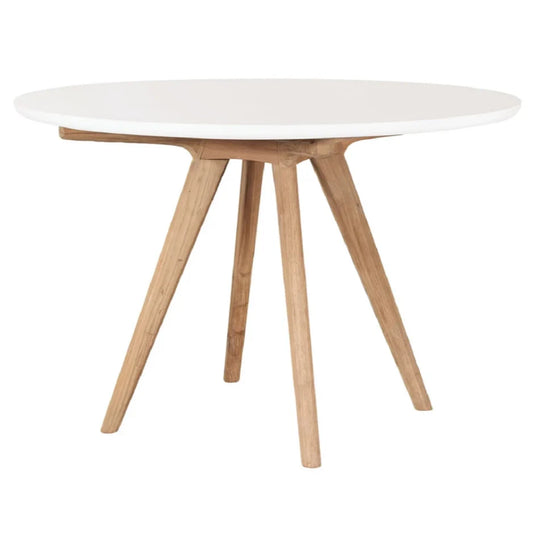 Viola White Teak & Concrete Outdoor Dining Table-Outdoor Dining Tables-Seasonal Living-LOOMLAN