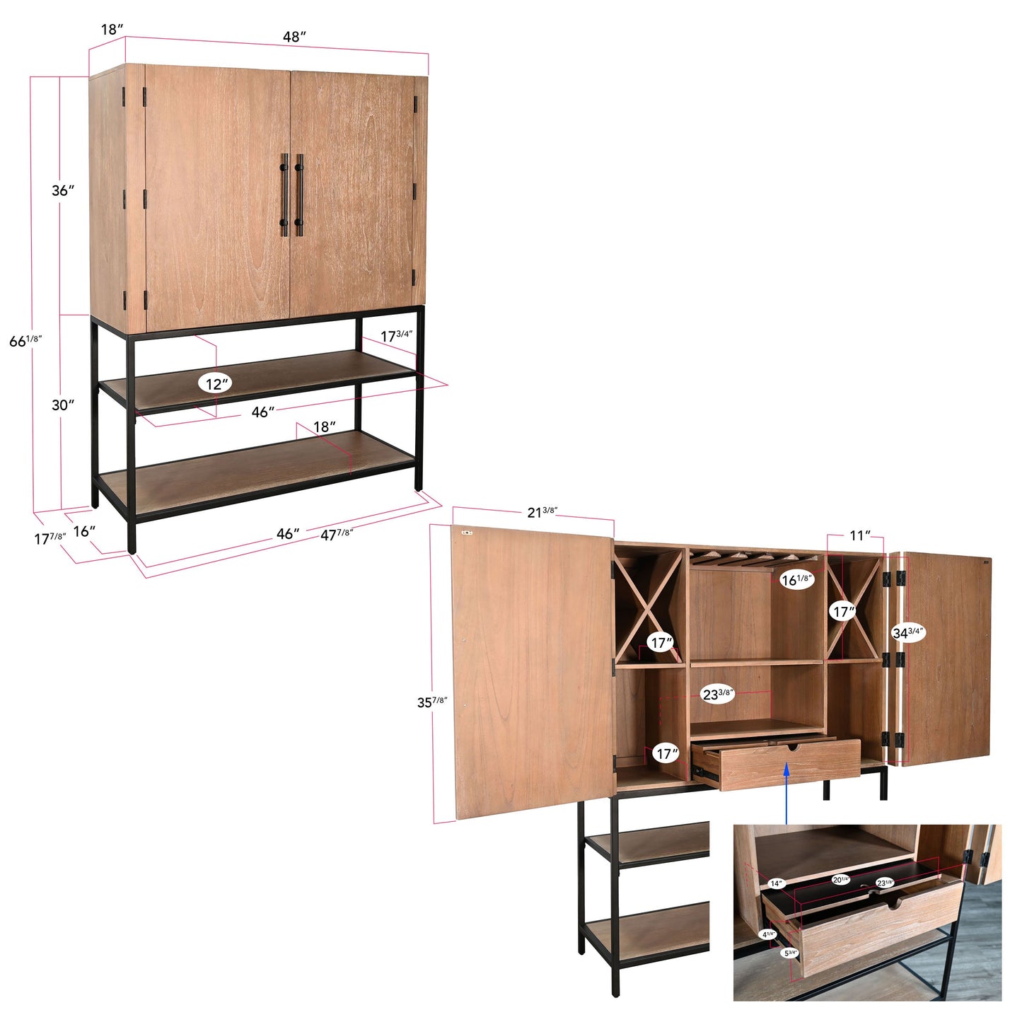 Violet Wooden Wine Bar Cabinet-Home Bar Cabinets-Sunny D-LOOMLAN