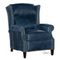 Violin Navy Blue Genuine Leather Power Recliner