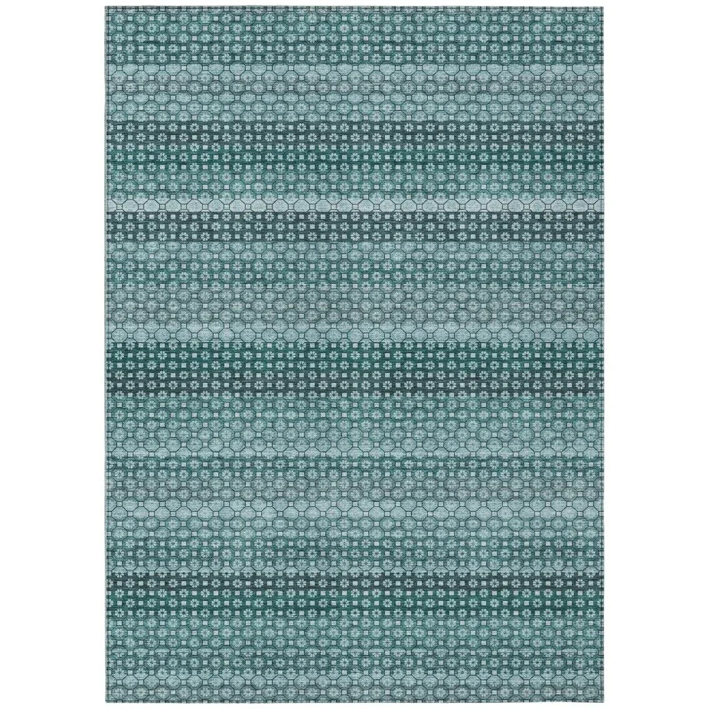 Violina Teal Washable Indoor - Outdoor Rug - LOOMLAN - LOOMLAN Rugs - Outdoor Rugs