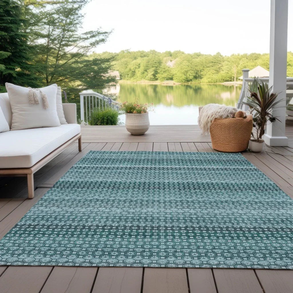 Violina Teal Washable Indoor - Outdoor Rug - LOOMLAN - LOOMLAN Rugs - Outdoor Rugs