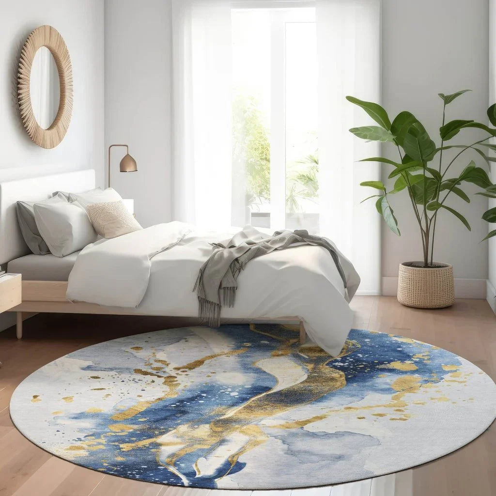 Vionetta Blue Washable Indoor - Outdoor Rug - LOOMLAN - LOOMLAN Rugs - Outdoor Rugs