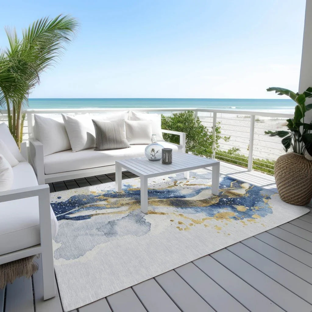 Vionetta Blue Washable Indoor - Outdoor Rug - LOOMLAN - LOOMLAN Rugs - Outdoor Rugs