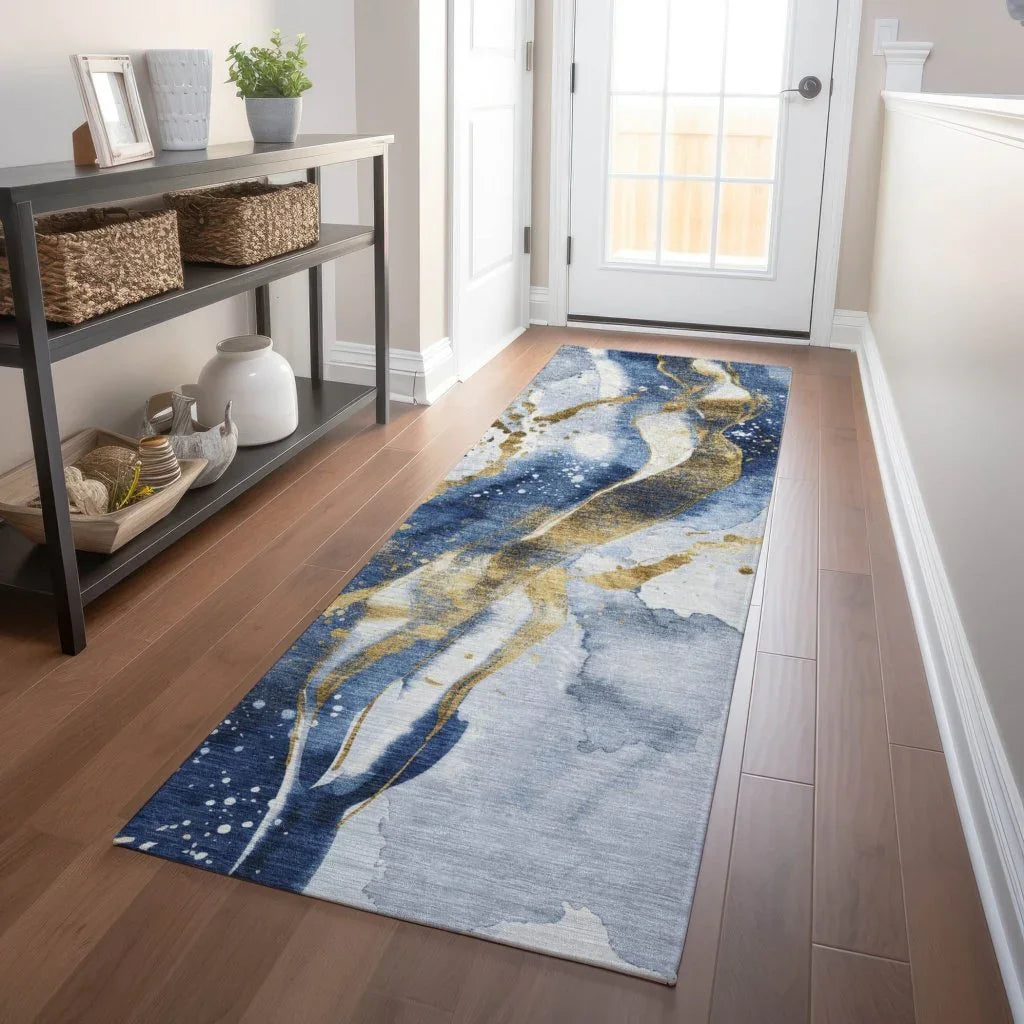 Vionetta Blue Washable Indoor - Outdoor Rug - LOOMLAN - LOOMLAN Rugs - Outdoor Rugs