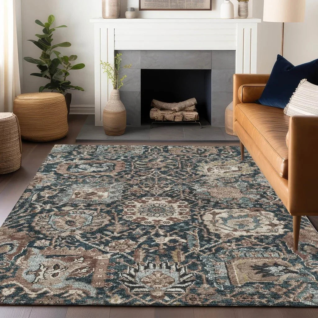 Vionith Brown Washable Indoor - Outdoor Rug - LOOMLAN - LOOMLAN Rugs - Outdoor Rugs