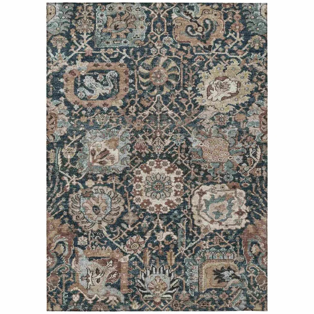 Vionith Brown Washable Indoor - Outdoor Rug - LOOMLAN - LOOMLAN Rugs - Outdoor Rugs