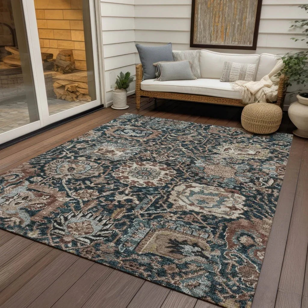 Vionith Brown Washable Indoor - Outdoor Rug - LOOMLAN - LOOMLAN Rugs - Outdoor Rugs