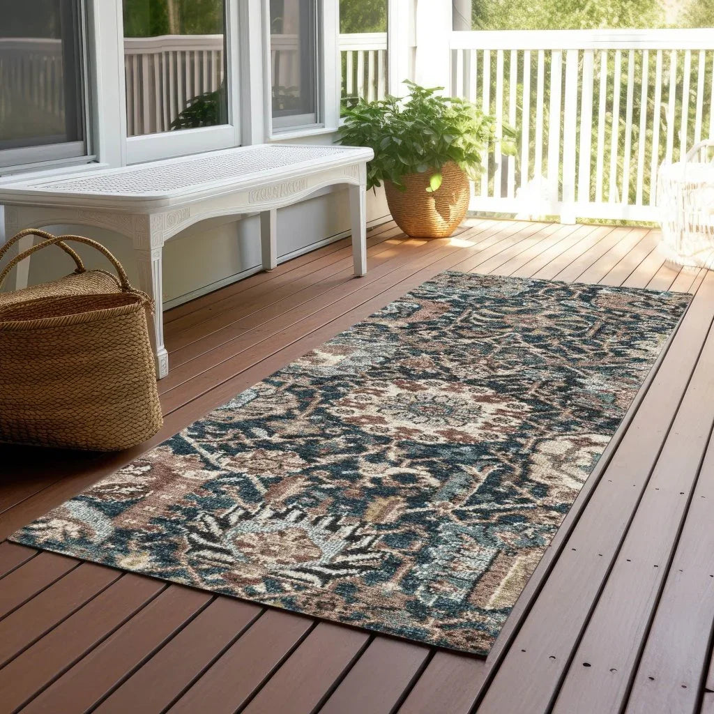 Vionith Brown Washable Indoor - Outdoor Rug - LOOMLAN - LOOMLAN Rugs - Outdoor Rugs