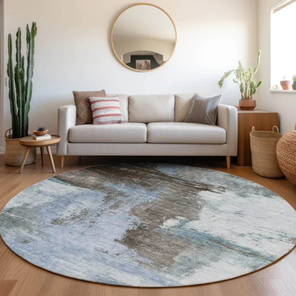 Vionna Blue Washable Indoor-Outdoor Rug-Outdoor Rugs-LOOMLAN Rugs-LOOMLAN