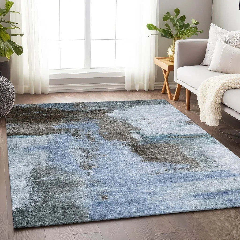 Vionna Blue Washable Indoor-Outdoor Rug-Outdoor Rugs-LOOMLAN Rugs-LOOMLAN