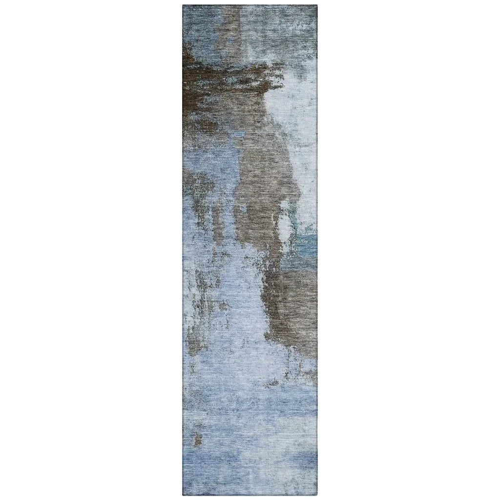 Vionna Blue Washable Indoor-Outdoor Rug-Outdoor Rugs-LOOMLAN Rugs-2'3" x 7'6"-LOOMLAN