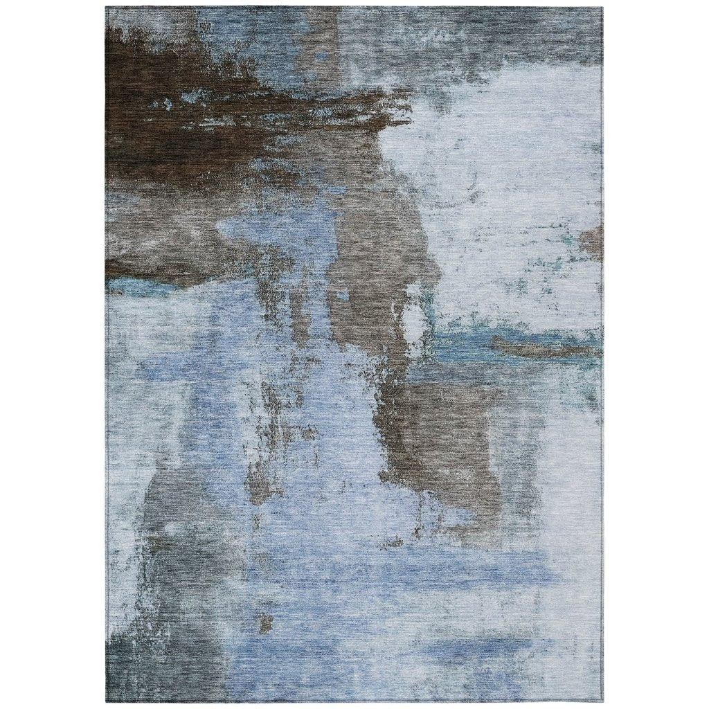 Vionna Blue Washable Indoor-Outdoor Rug-Outdoor Rugs-LOOMLAN Rugs-2'6" x 3'10"-LOOMLAN