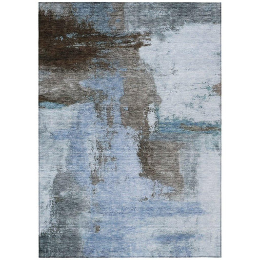 Vionna Blue Washable Indoor-Outdoor Rug-Outdoor Rugs-LOOMLAN Rugs-2'6" x 3'10"-LOOMLAN