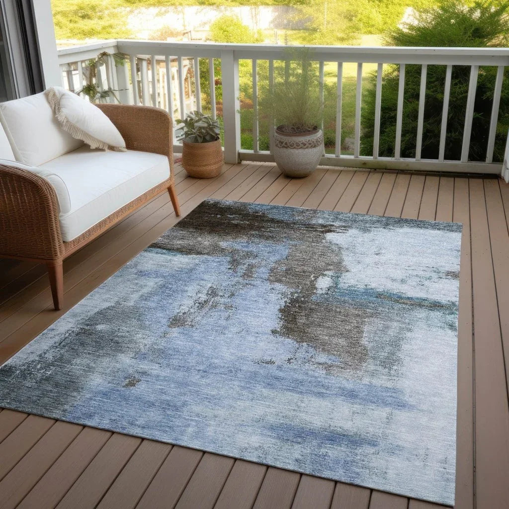 Vionna Blue Washable Indoor-Outdoor Rug-Outdoor Rugs-LOOMLAN Rugs-LOOMLAN