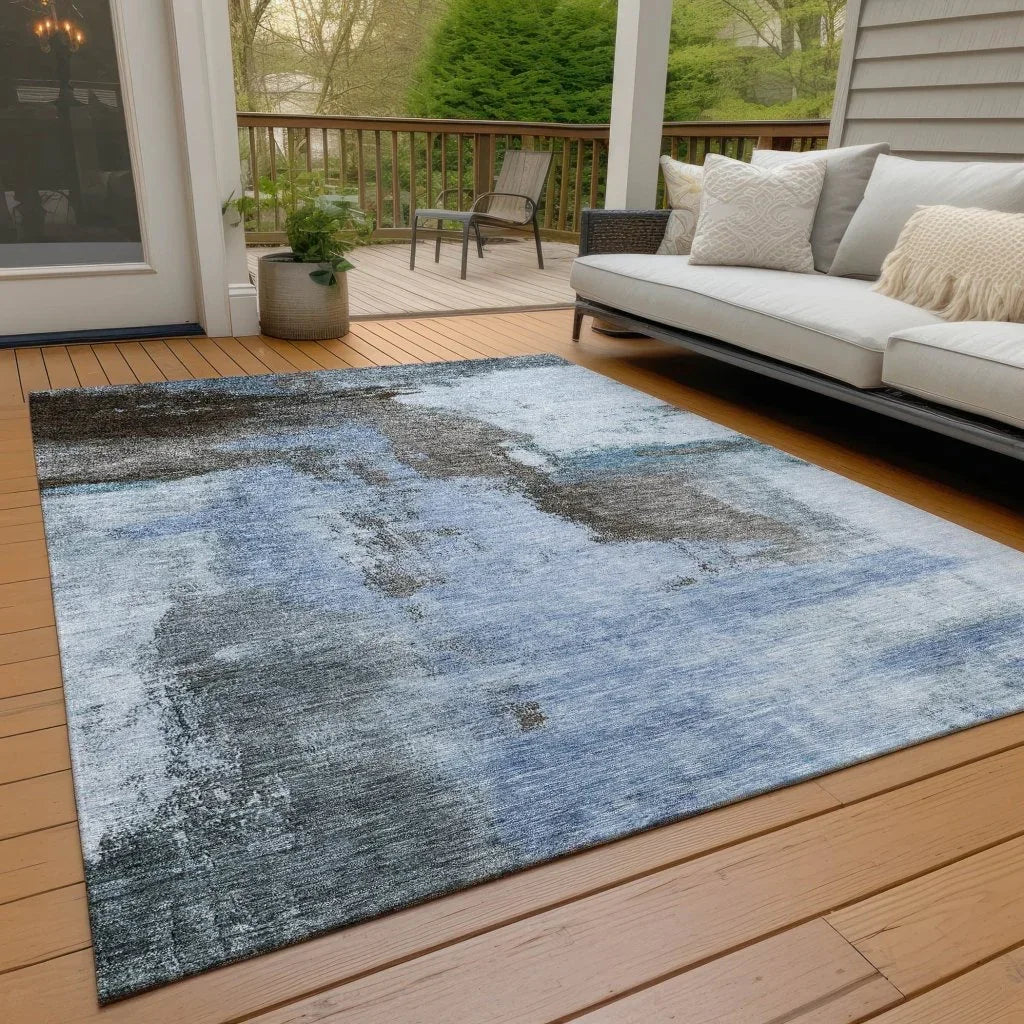 Vionna Blue Washable Indoor-Outdoor Rug-Outdoor Rugs-LOOMLAN Rugs-LOOMLAN