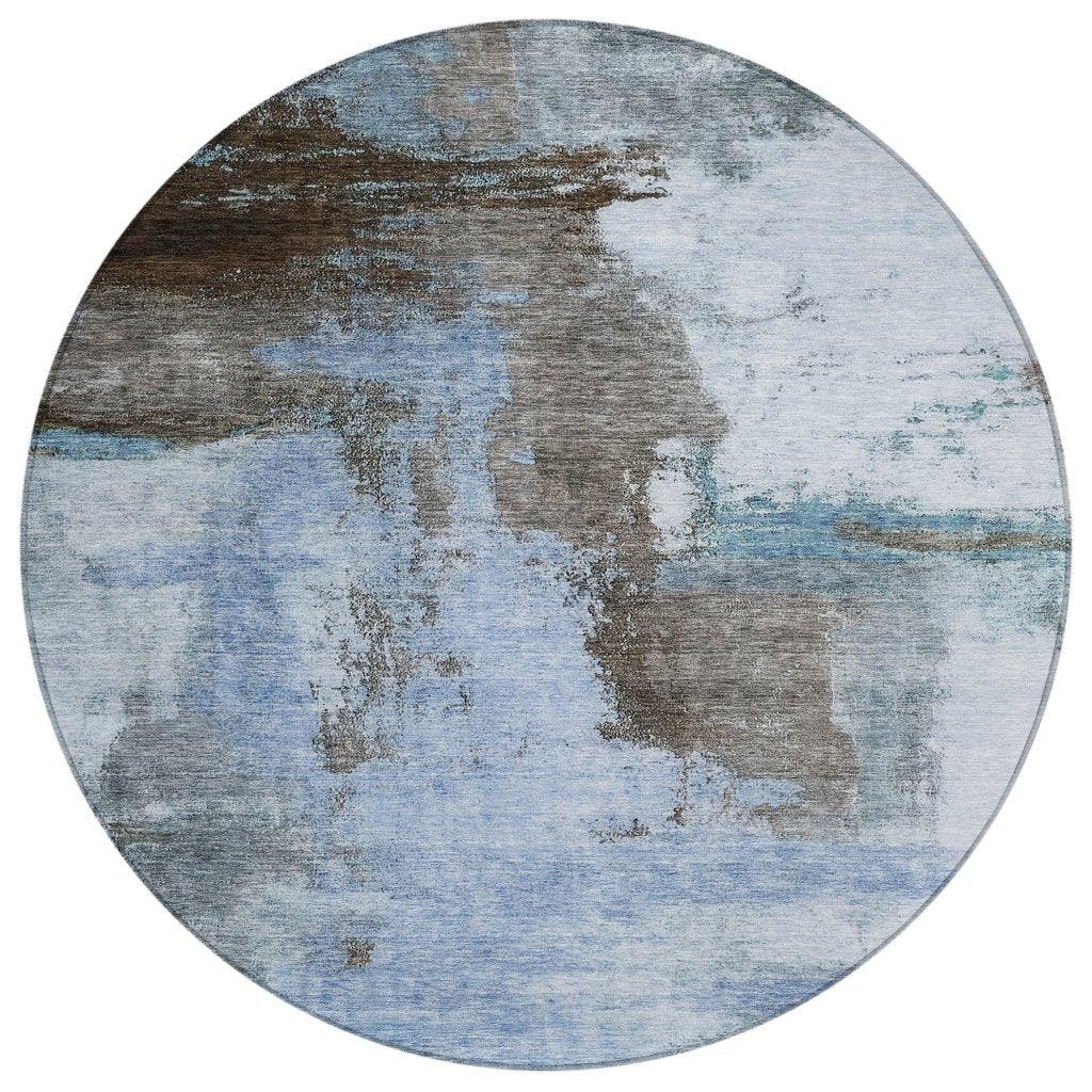 Vionna Blue Washable Indoor-Outdoor Rug-Outdoor Rugs-LOOMLAN Rugs-8' x 8'-LOOMLAN