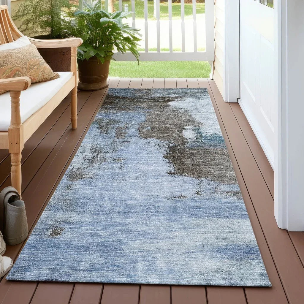Vionna Blue Washable Indoor-Outdoor Rug-Outdoor Rugs-LOOMLAN Rugs-LOOMLAN