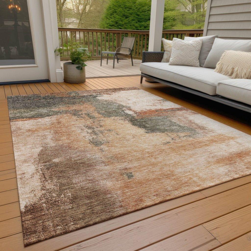 Vionna Orange Washable Indoor-Outdoor Rug-Outdoor Rugs-LOOMLAN Rugs-LOOMLAN