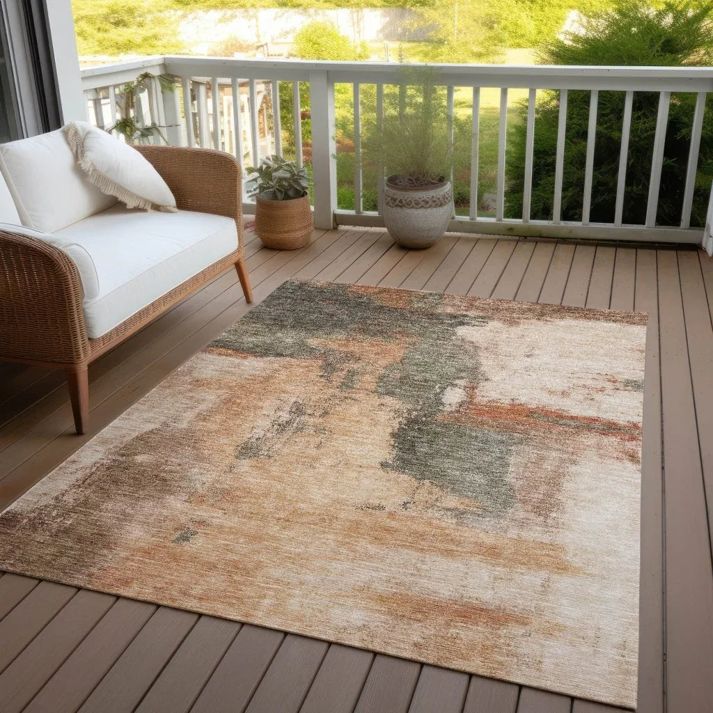 Vionna Orange Washable Indoor-Outdoor Rug-Outdoor Rugs-LOOMLAN Rugs-LOOMLAN