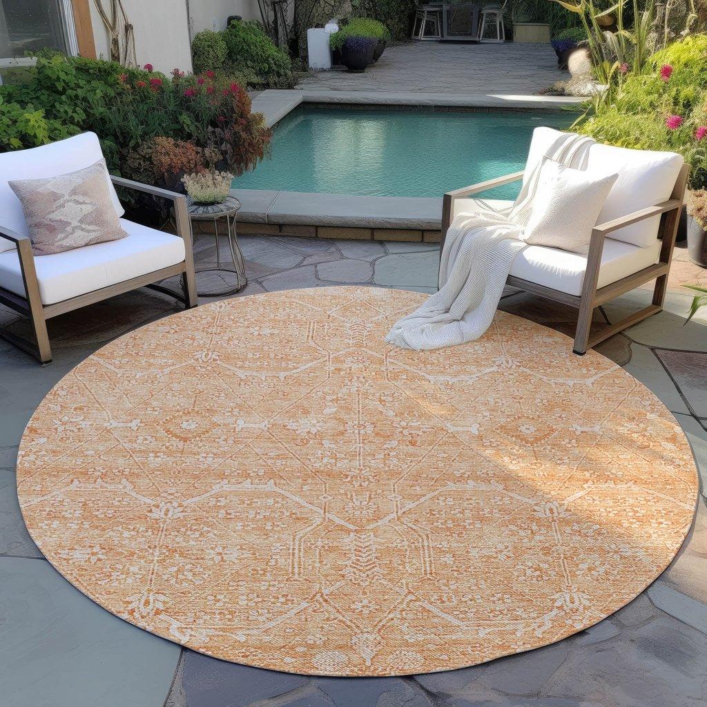 Virellia Orange Washable Indoor - Outdoor Rug - LOOMLAN - LOOMLAN Rugs - Outdoor Rugs