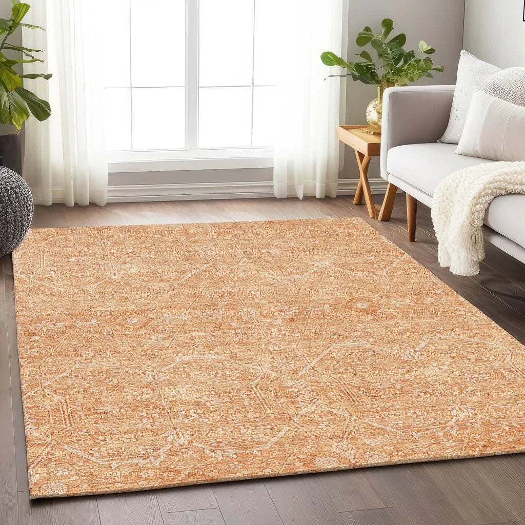 Virellia Orange Washable Indoor - Outdoor Rug - LOOMLAN - LOOMLAN Rugs - Outdoor Rugs