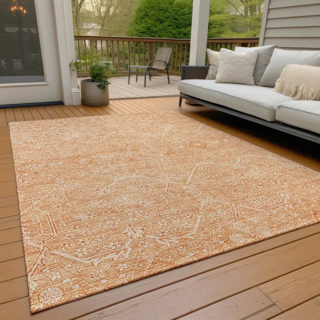 Virellia Orange Washable Indoor - Outdoor Rug - LOOMLAN - LOOMLAN Rugs - Outdoor Rugs