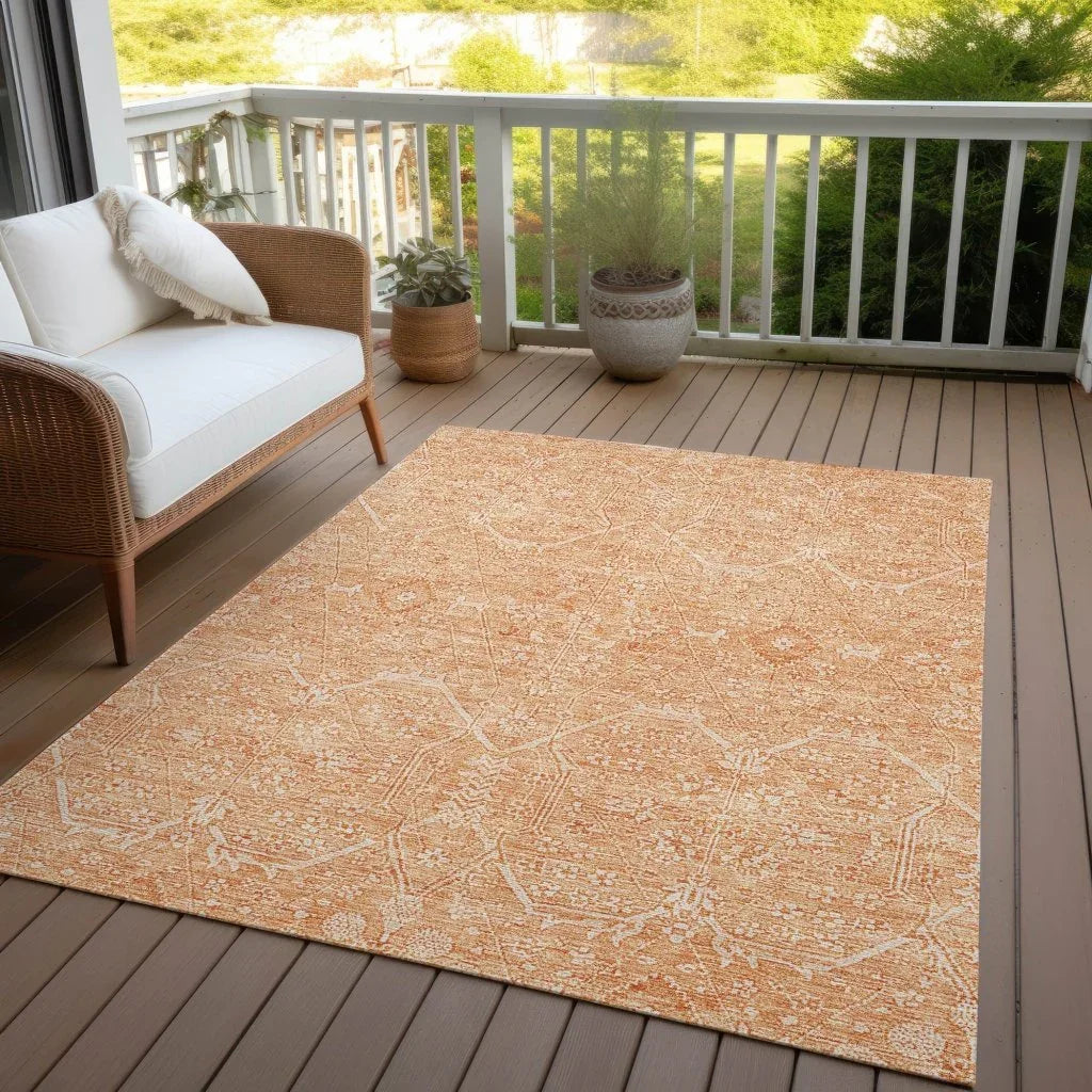 Virellia Orange Washable Indoor - Outdoor Rug - LOOMLAN - LOOMLAN Rugs - Outdoor Rugs