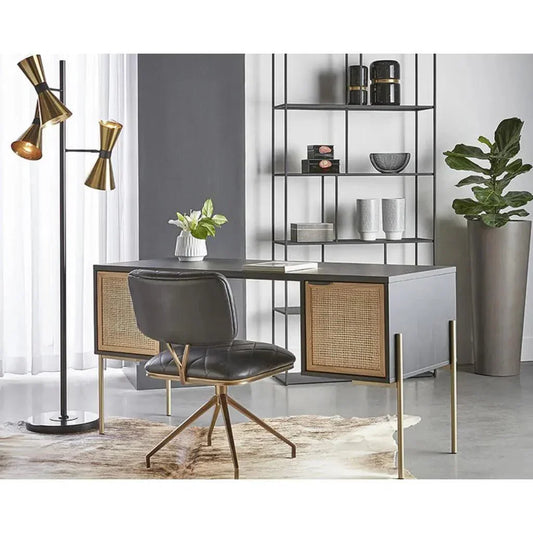 Virtu Leather Swivel Dining Chair 2PC - LOOMLAN - SUNPAN - Dining Chairs