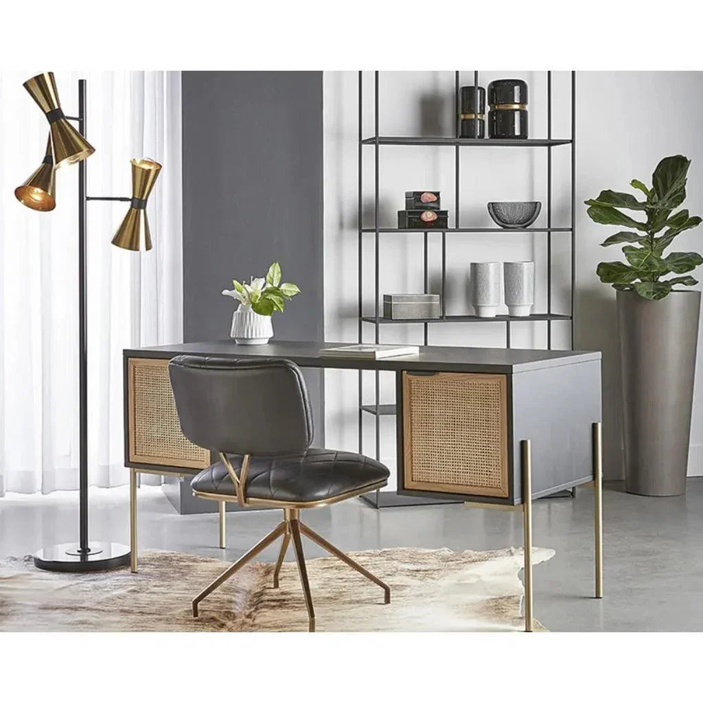 Virtu Leather Swivel Dining Chair 2PC - LOOMLAN - SUNPAN - Dining Chairs