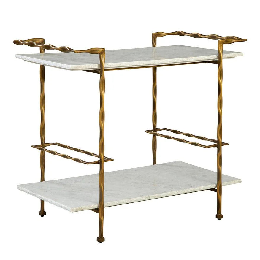 Vivian Metalic Gold Framed Bar Cart-Home Bar Carts-Furniture Classics-LOOMLAN