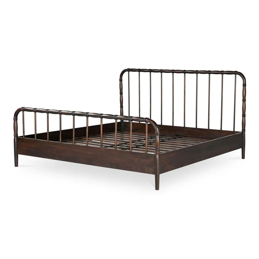 Vivian Solid Acacia Brown Wood Finish Bed - LOOMLAN - Moe's Home - Beds