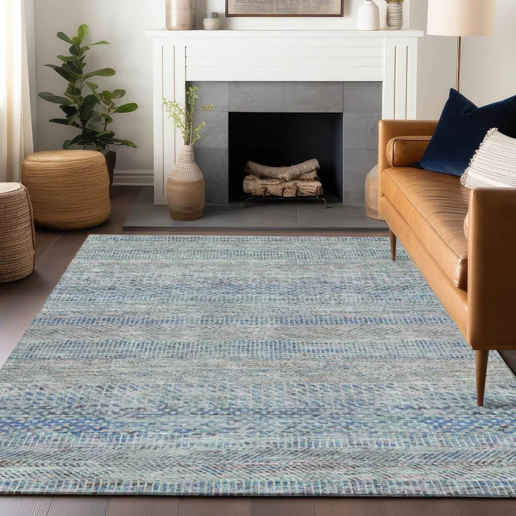 Viviennea Blue Washable Indoor - Outdoor Rug - LOOMLAN - LOOMLAN Rugs - Outdoor Rugs