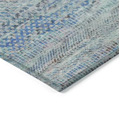 Viviennea Blue Washable Indoor - Outdoor Rug - LOOMLAN - LOOMLAN Rugs - Outdoor Rugs